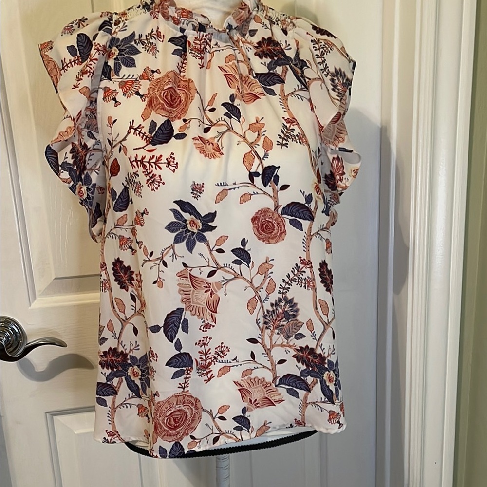 Joie Rose and Navy Floral Blouse